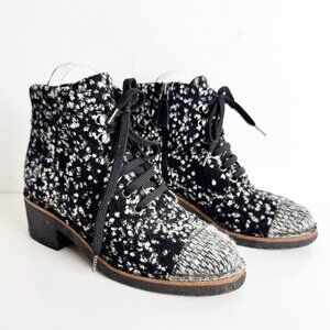 Chanel Tweed Ankle Combat BootsFrom the 2014 Collection by Karl Lagerfeld